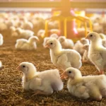 Hybrid poultry farm day old chicks in the coop